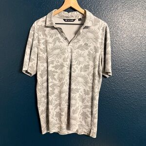 Men's Travis Matthews Gray Floral Patterned Polo Golf Shirt